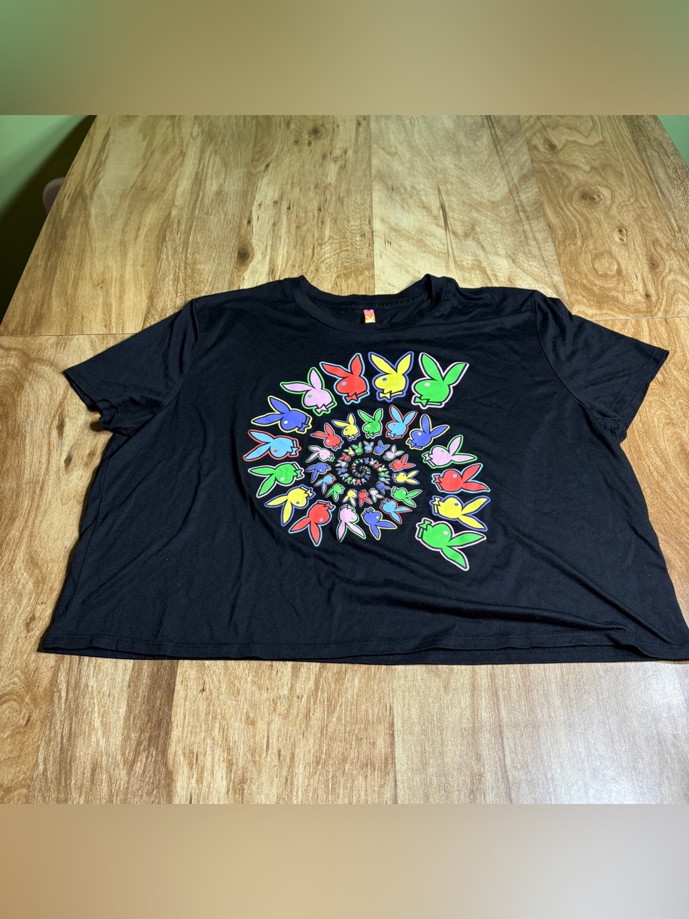 Playboy Spiral Bunny Bunnies Acid Trip Hippie Lightweight Tshirt Womens Size XL